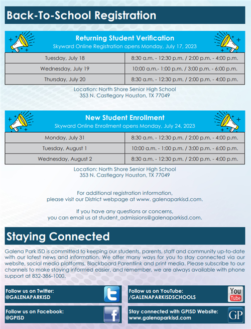 Back to school registration